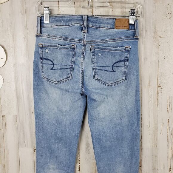 American Eagle Distressed Next Level Stretch Skinny Jeans Blue Size 2 - Picture 6 of 10